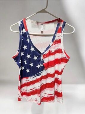 American Flag Print Sleeveless Tank Top - Red/Blue/White NIP/NWOT